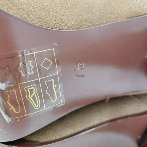 Farylrobin Ankle Boots Womens Size 7.5 Brown Suede Booties Weaved Anthropoligie - Picture 7 of 10